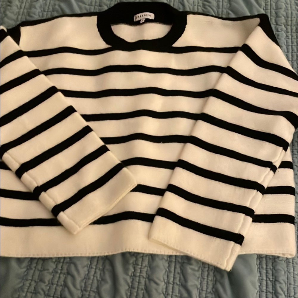 Crescent Striped Black and White Sweater